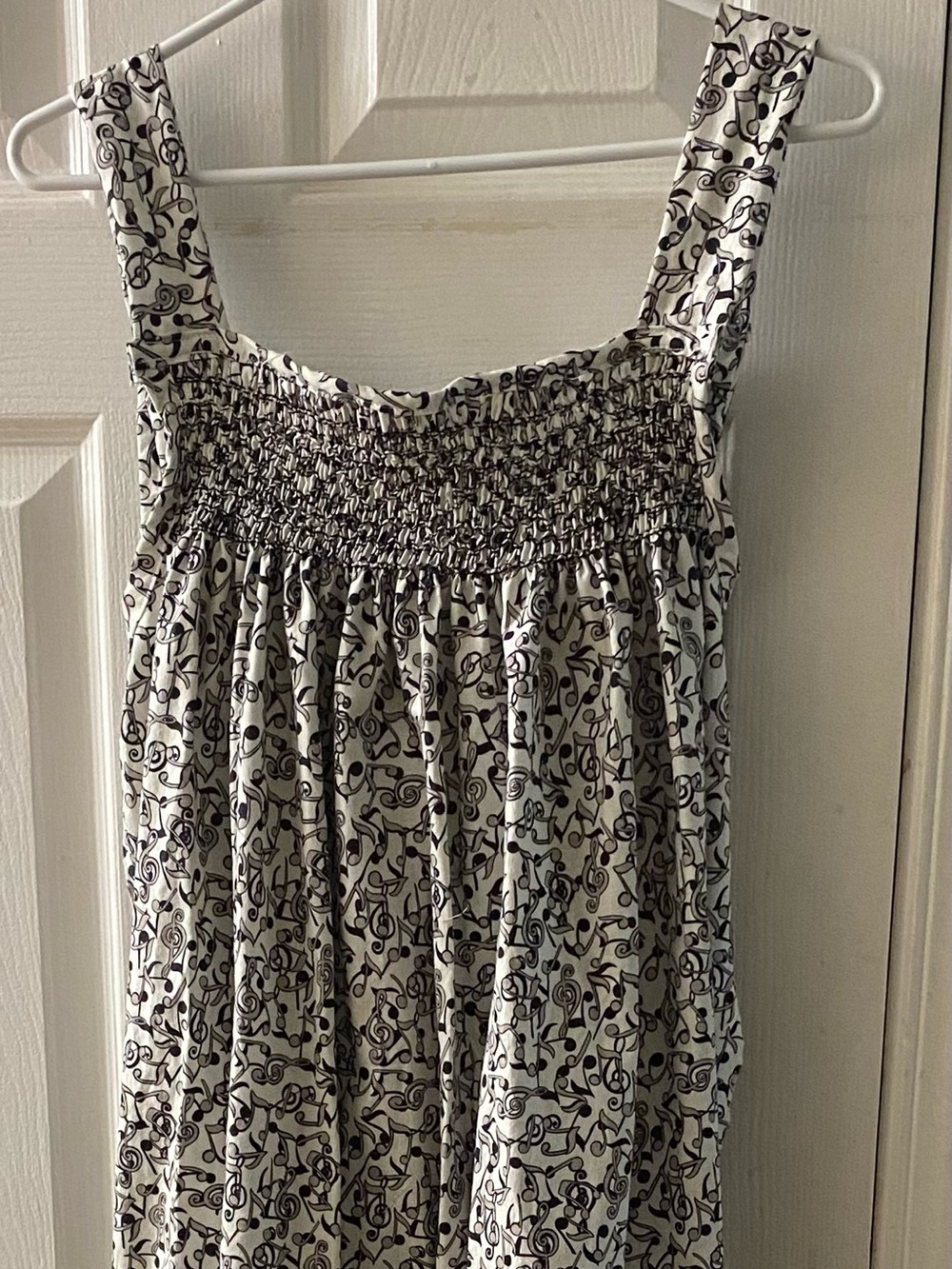 Smocked Cotton Gown - Musical Notes